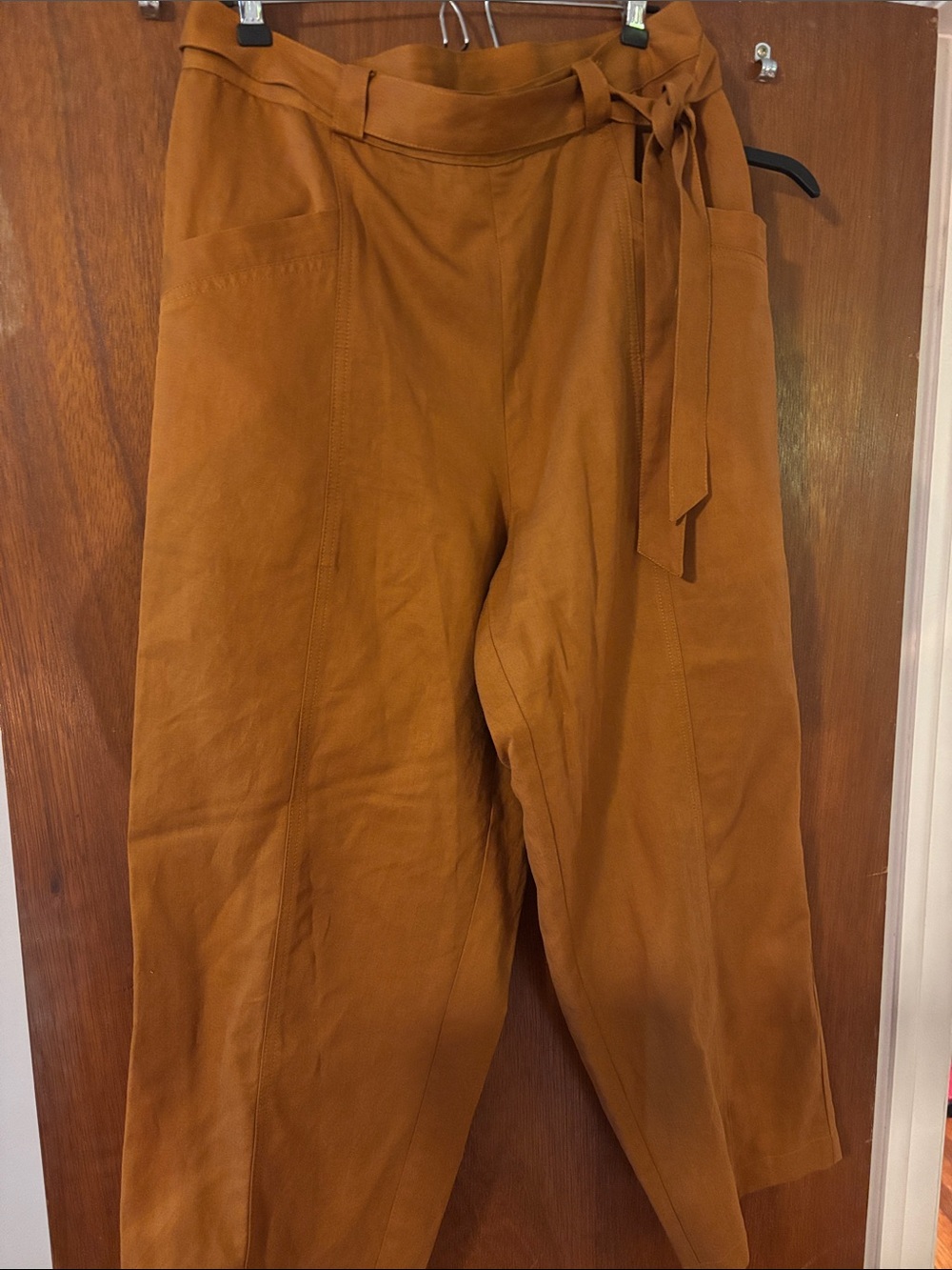 Amour Vert Rust Brown Wide-Leg Tie-Waist Pants